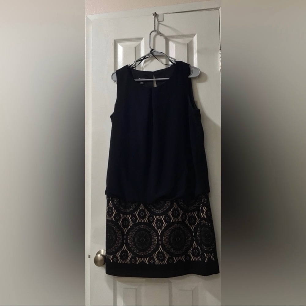 AB Studio Women’s Size Large Black and Tan Midi Dress